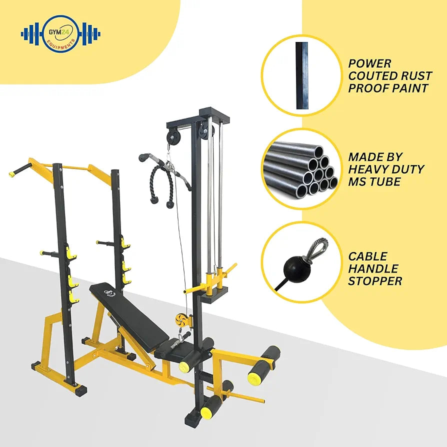 GYM24 Super 20in1 Exercise Bench, Fitness Equipment, Home Gym, Adjustable Bench  Black Leg Extn Curl, Dip Bar Pullupsbar- Loading Capacity: 400 Kg