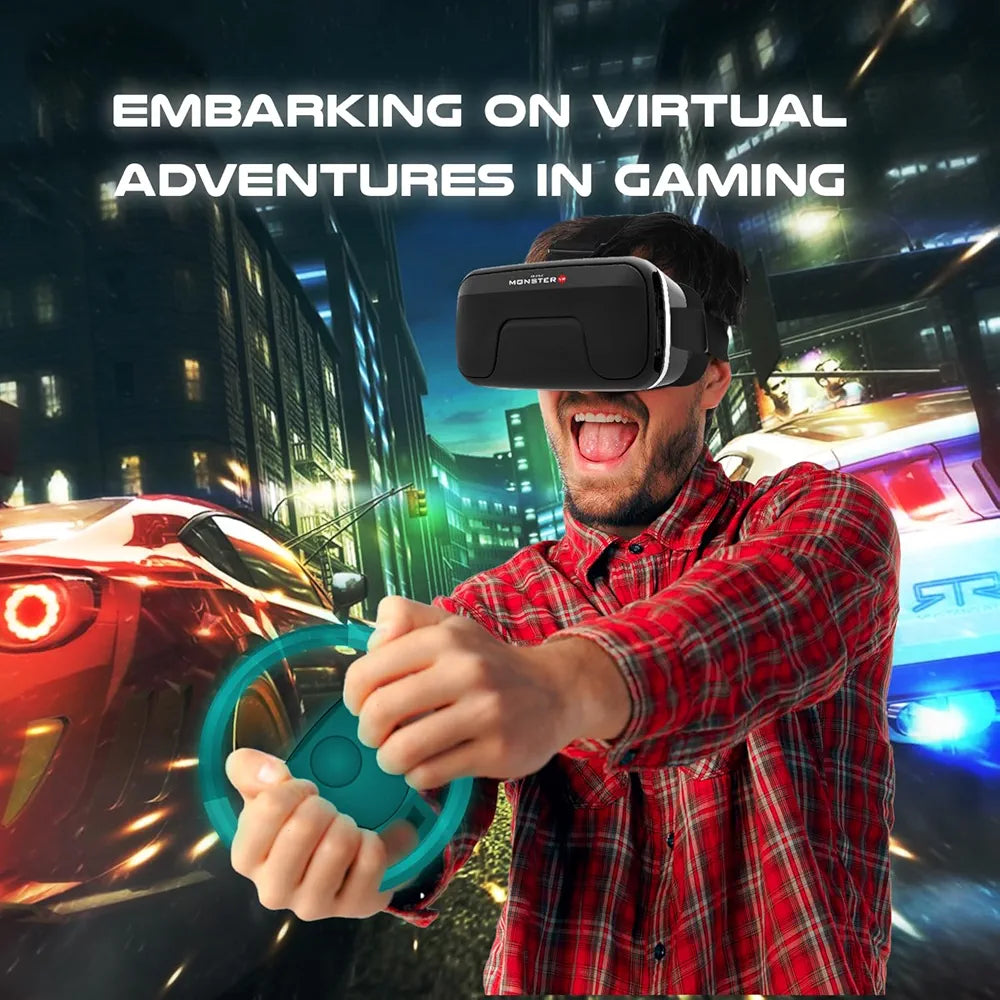Irusu Monster VR Headset - Virtual Reality Glasses with 40 MM HD Lens,Built in Touch Button and Controller for Learning | Gaming | Watching Movies | Virtual Experiences