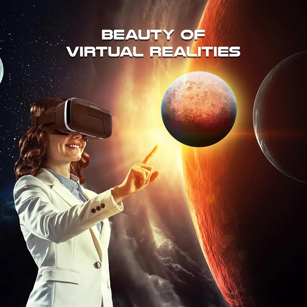 Irusu Monster VR Headset - Virtual Reality Glasses with 40 MM HD Lens,Built in Touch Button and Controller for Learning | Gaming | Watching Movies | Virtual Experiences
