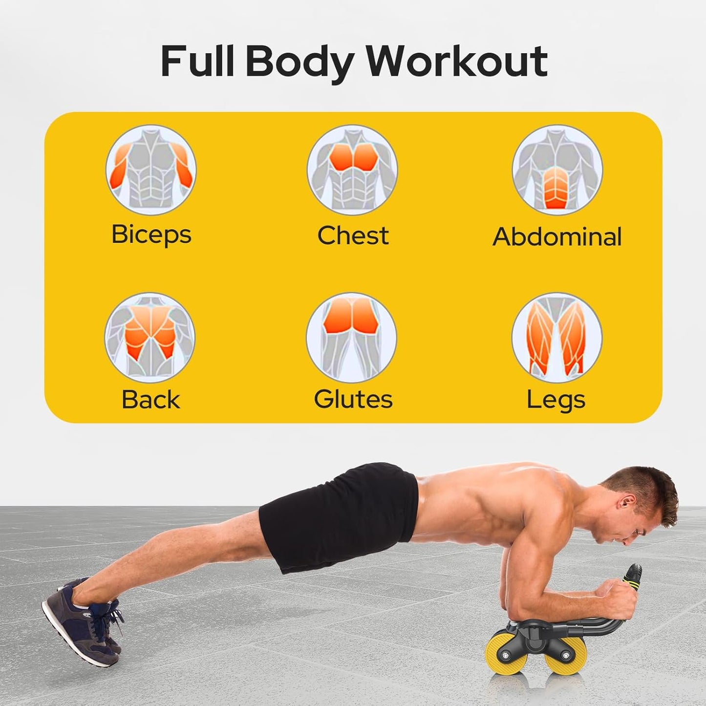 Halohop AB Roller Wheel With Calorie Record Counting Exercise Wheel For Abdominal Core Strength Training, Automatic Rebound,Premium Abdominal AB Roller With Phone Holder For Men Women,Black