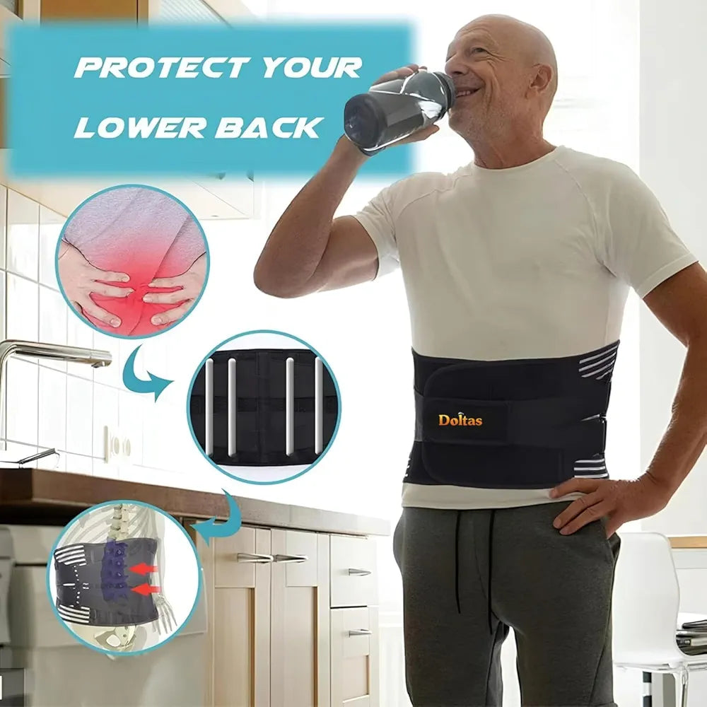 DOLTAS Lumber Sacral Belt for Lower Back Pain Relief LS belt with four Aluminium plates & Adjustable Back support for Men & Women Universal 