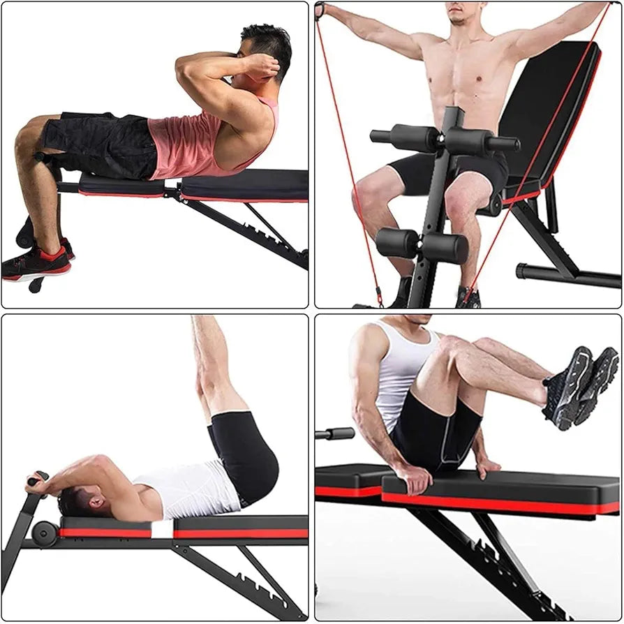 IGNOTI Home Bench Press Chair Dumbbell Stool Adjustable Dumbbell Exercise Bench Flat Weight Bench Foldable Sit Up Incline Abs Flat Fly Weight Press Rope - Stocks  