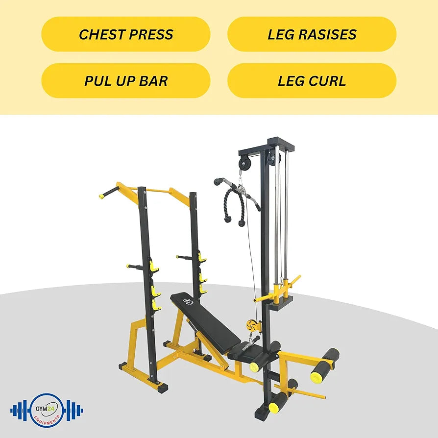 GYM24 Super 20in1 Exercise Bench, Fitness Equipment, Home Gym, Adjustable Bench  Black Leg Extn Curl, Dip Bar Pullupsbar- Loading Capacity: 400 Kg