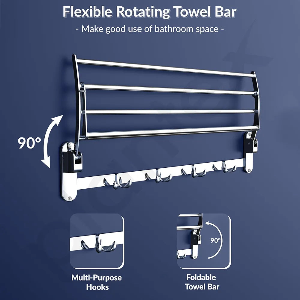 Plantex Stainless Steel Towel Holder in Bathroom/Towel Holder/Bathroom Towel Hanger for Wall/Towel Rack/Bathroom Accessories  Chrome Finish