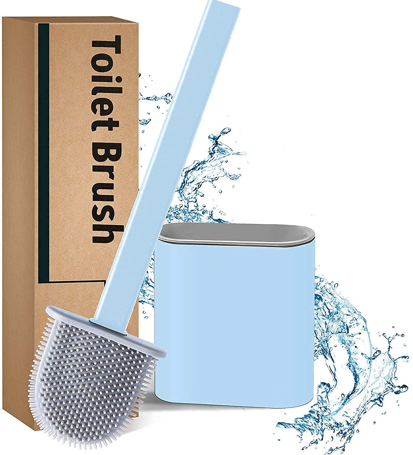 Zuku Toilet Cleaning Brush Bathroom Cleaning Accessories Toilet Brush with Holder Stand Silicon Toilet Brush Cleaner Commode Cleaning Brush Wall Mounted Bathroom Cleaning Accessories(White,Pack of 2)