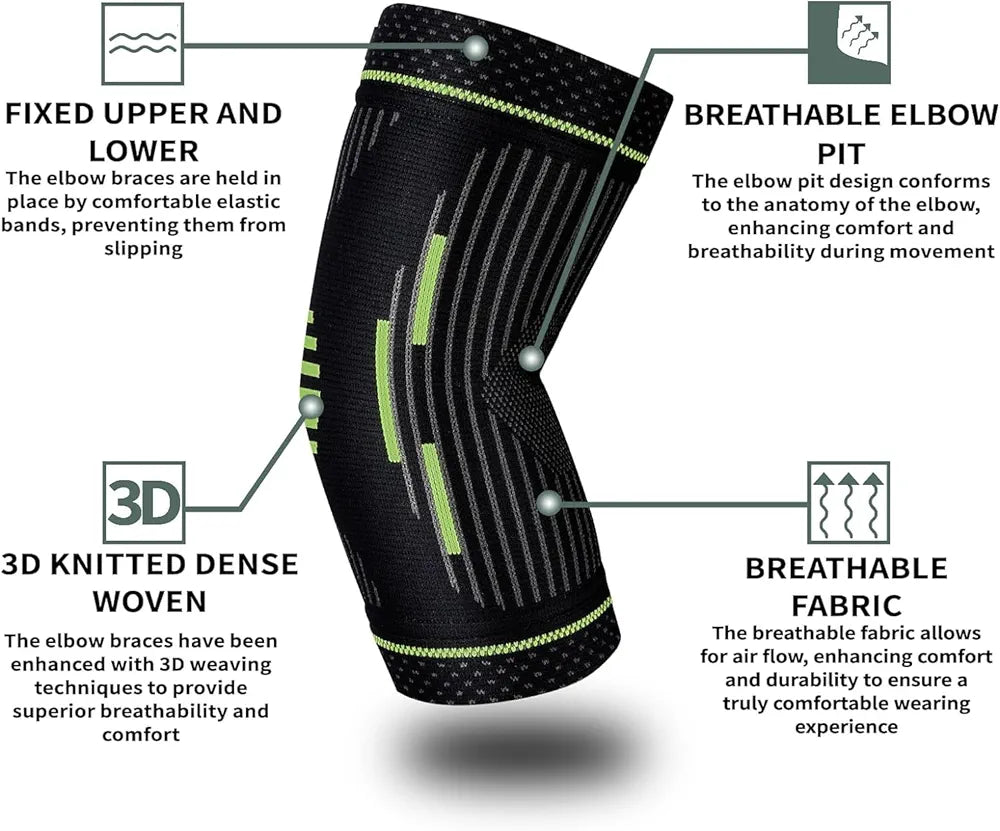 Leosportz Nylon Elbow Support For Gym -Elbow Brace For Men Women Workout|Elbow Compression Sleeves For Tendonitis Pain Relief, Tennis, Volleyball, Cricket-Elbow Pain 