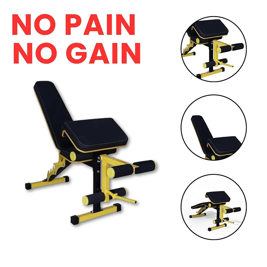 GYM24 EQUIPMENTS 6In1 Adjutable Bench Incline,Decline,Flat, Leg Extension, Leg Curl, Preaher Curl Home Gym Bench Capacity:300 Kg, Multicolor