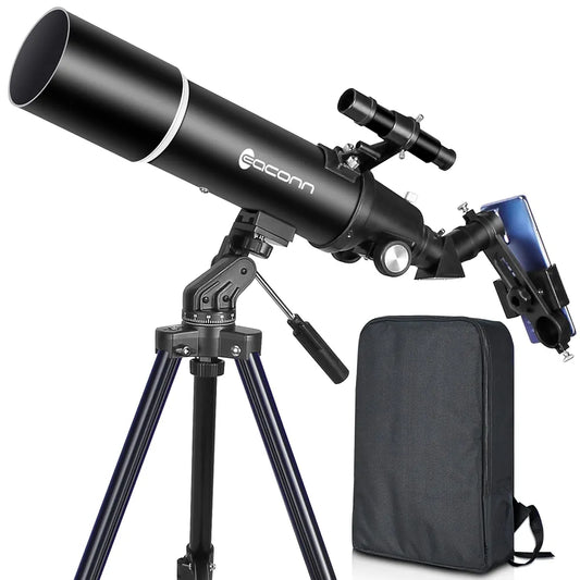 EACONN Telescopes for Adults Astronomy, 80mm Aperture 600mm Refractor Telescope for Beginners, Compact and Portable Travel Telescopio with Backpack