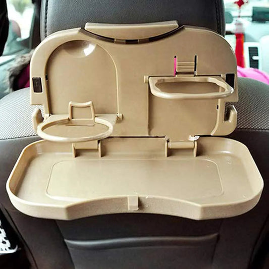 Foldable Travel Storage Tray for Car Back Seat | Auto Cup Holder & Food Tray Stand Organizer | Portable Car Backseat Drink & Snack Tray with Bottle Cup Holder | 2Pcs