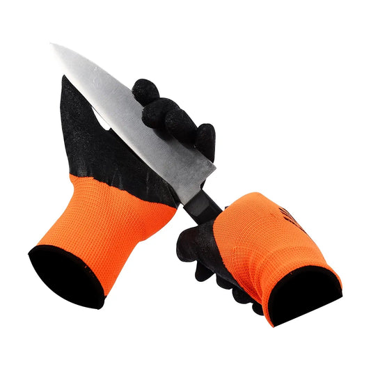 Robustt Nylon Nitrile Half Coated  Industrial Safety Hand Gloves  Anti-Cut | Cut Resistant | Heat Resistant | Industrial Use | for Finger and Hand Protection.