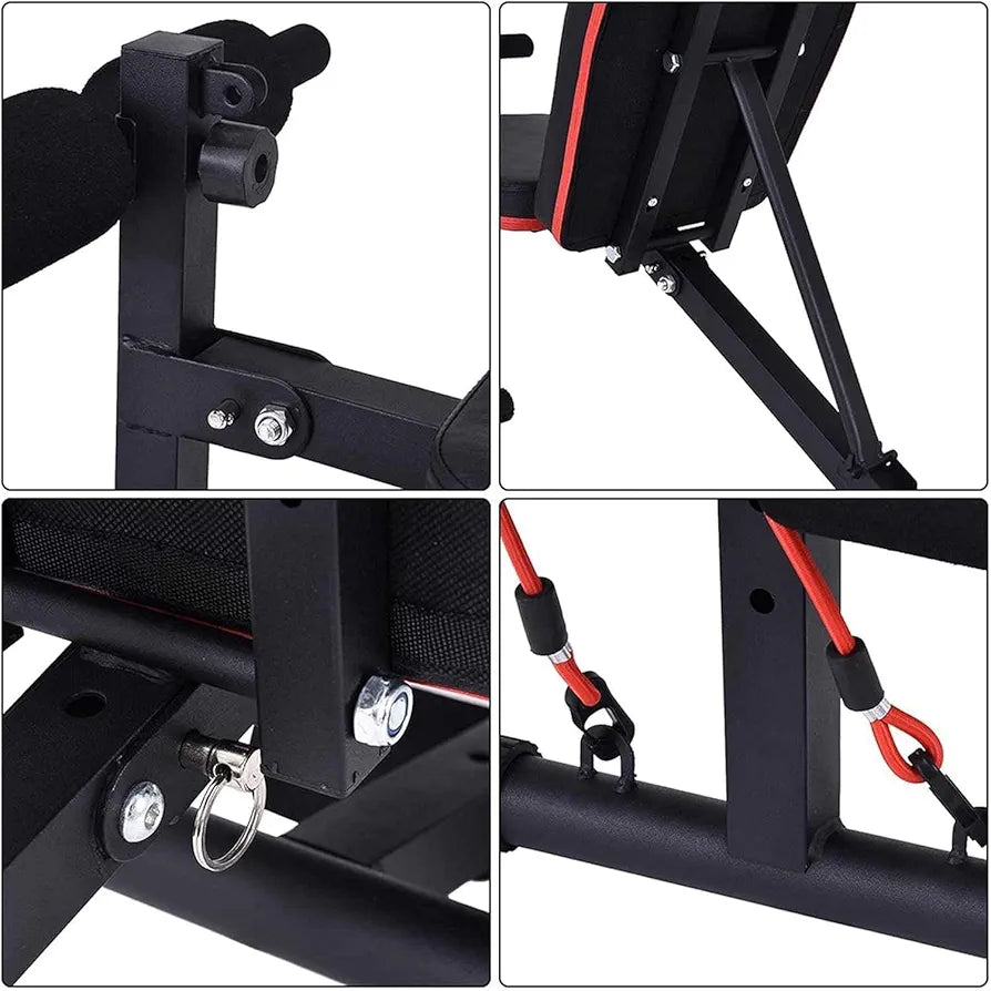 IGNOTI Home Bench Press Chair Dumbbell Stool Adjustable Dumbbell Exercise Bench Flat Weight Bench Foldable Sit Up Incline Abs Flat Fly Weight Press Rope - Stocks  