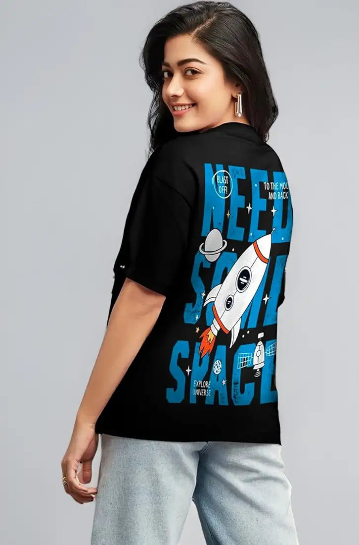 Bewakoof Women's 100% Cotton Graphic Print Oversized Fit Round Neck T-Shirt