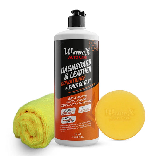Wavex Dashboard Polish and Leather Conditioner + Protectant  Car Dashboard Polish | Car Polish for Interior Plastic, Leather, Vinyl & Rubber | Dashboard Polish that Protects, Shines & Conditions