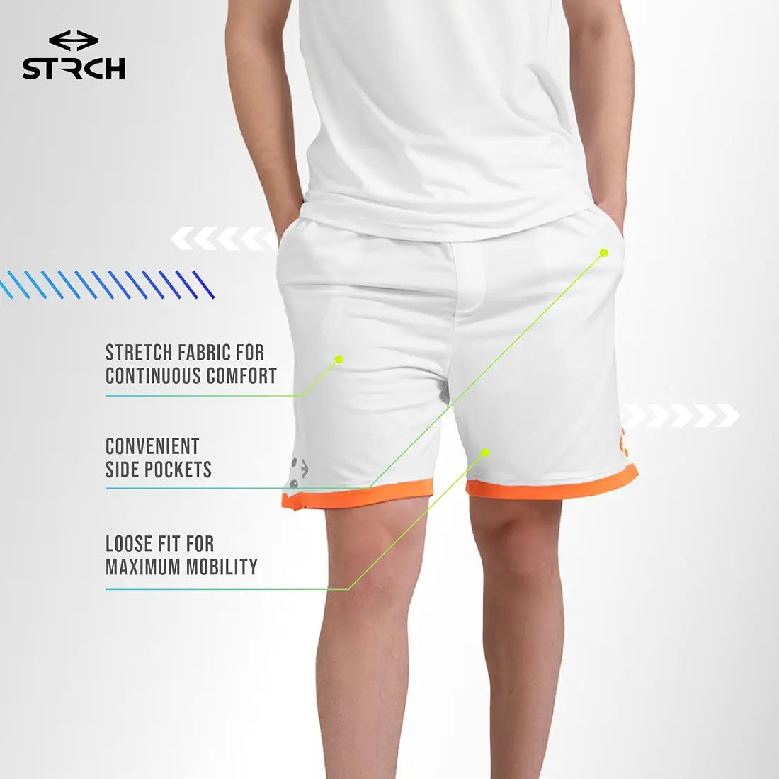 STRCH Men's Engineered Nylon Training Shorts – Lightweight, Quick-Dry, Breathable Activewear with Stretch Waistband & Side Snap Buttons – Ideal for Gym, Running, Sports & Everyday Wear