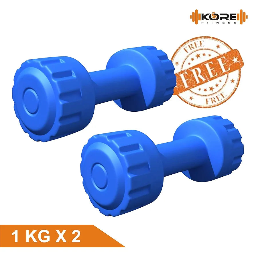 Kore PVC 20 Kg Combo 343 with PVC Adjustable Dumbbells Home Gym Kit, Multicolour