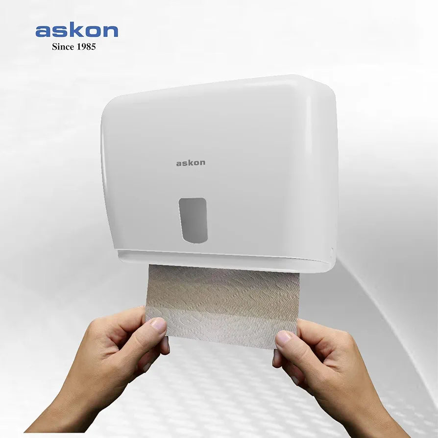 Askon Hand Paper Towel Dispenser, Paper Towel Holder, Wall Mount, White ABS