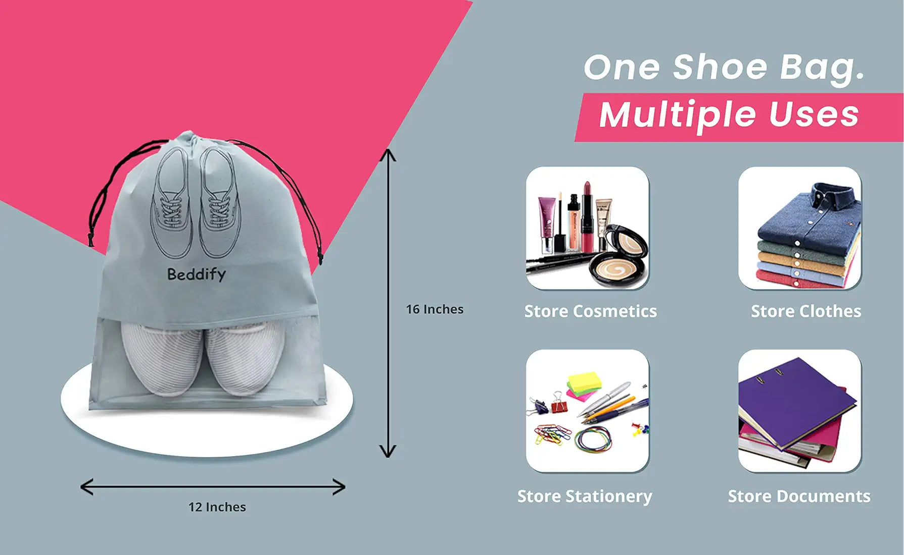 Beddify Pack of 12 Shoe Bags for Travel & Storage Travel Organizer for Women & Men Travel Accessories Shoe Organizer Shoe Pouches Travel Shoe Cover Travel Essentials 