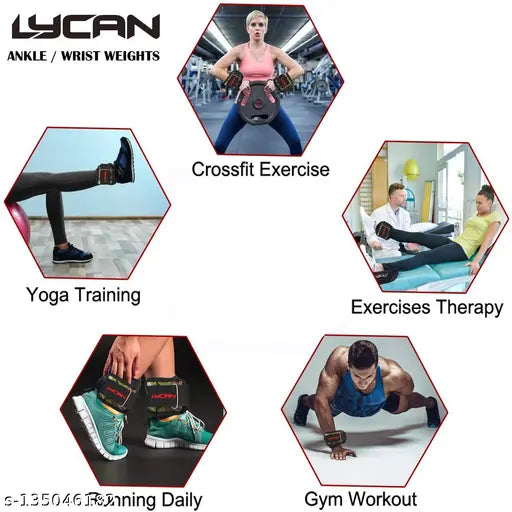 Lycan 1kg x 2pc Ankle & wrist weight for Strength Training , running & exercise Multicolor Ankle & Wrist Weight (2 kg)