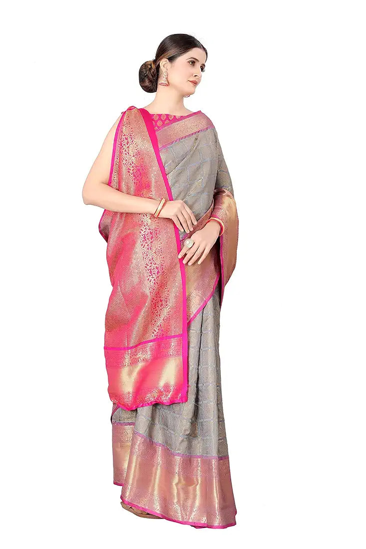 Enthone Women's Woven Banarasi Silk Saree with Blouse Piece