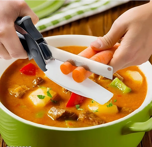 ARR 2-in-1 Kitchen Scissors with Built-in Cutting Board | Stainless Steel Food Chopper & Vegetable Cutter | Multi-Purpose Kitchen Tool 