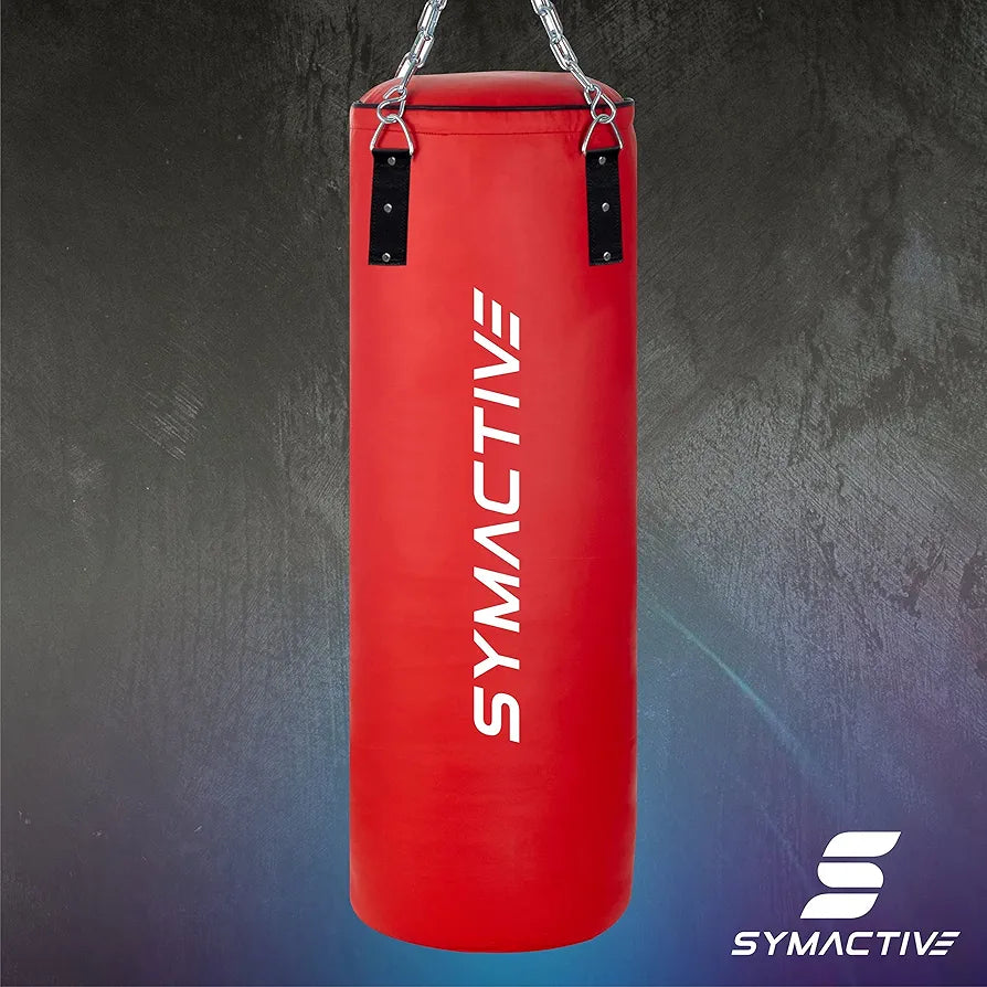 Amazon Brand - Symactive High Performance Heavy Duty 2 Feet Unfilled Punching Bag with Rust Proof Stainless Steel Hanging Chain, SRF Material, Red 