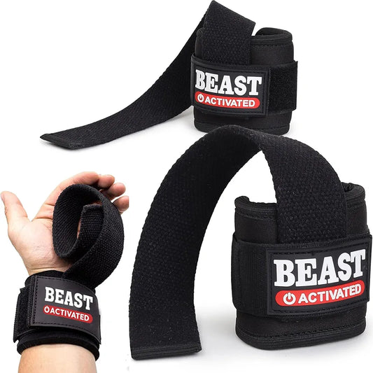 EasyHealth Beast Activated Deadlift Weight lifting Wrist Straps For Gym Hand Grips Band Support With Soft Cushioned Padding And Long Straps, For Max Grip And Barbell Stability