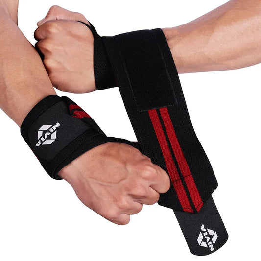 NIVIA Wrist Support with Thumb Loop - Medium  for Men & Women, Wrist Wraps & Stabilizers, for Stability & Joint Support & Black/Red Color, Used for All Kind of Impact Sports
