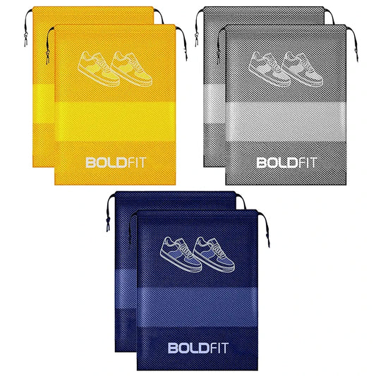 Boldfit Shoe Bag for Travel & Storage Travel Organizer for Women & Men Travel Accessories Shoe Organizer Shoe Bags Pouches Travel Shoe Cover, Essentials - Pack of 6 Shoe Pouch 