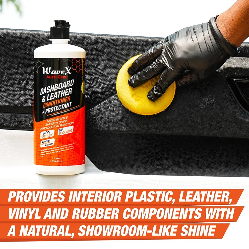 Wavex Dashboard Polish and Leather Conditioner + Protectant  Car Dashboard Polish | Car Polish for Interior Plastic, Leather, Vinyl & Rubber | Dashboard Polish that Protects, Shines & Conditions