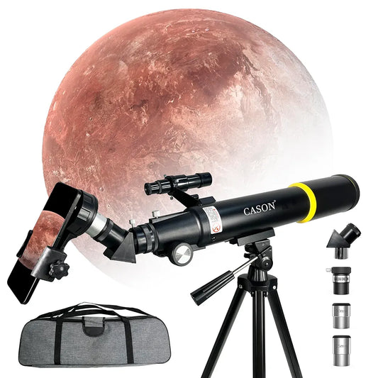 Cason F50070-Telescope for Astronomy,Galaxy 70mm Aperture 500 mm Refractor Zoom Monocular Telescope for Adults & Kids,Easyto Use for Moon,Planets,Stars,Galaxy with Aluminum Tripod and Phone Adapter