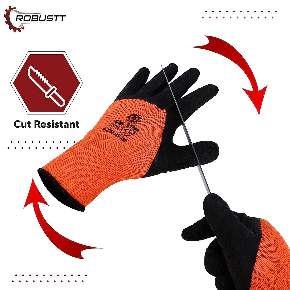 Robustt Nylon Nitrile Half Coated  Industrial Safety Hand Gloves  Anti-Cut | Cut Resistant | Heat Resistant | Industrial Use | for Finger and Hand Protection.