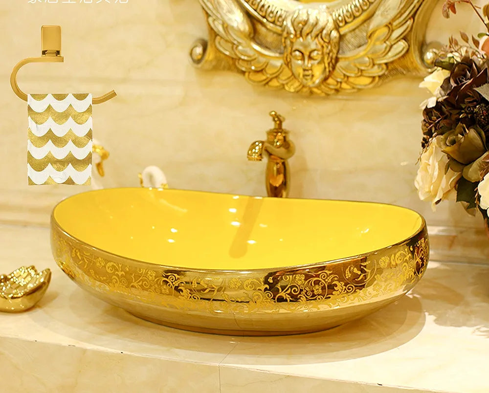 Aquieen Luxury Series Golden Wall Mounted Towel Ring for Hand Towel  