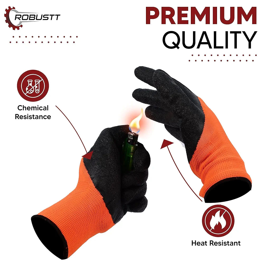 Robustt Nylon Nitrile Half Coated  Industrial Safety Hand Gloves  Anti-Cut | Cut Resistant | Heat Resistant | Industrial Use | for Finger and Hand Protection.