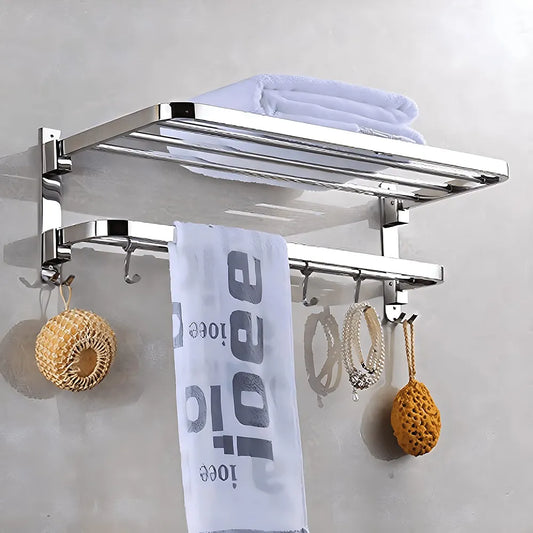Plantex 304 Grade Stainless Steel Towel Hanger for Bathroom/Dual Folding Towel Rack/Towel Holder/Bathroom Accessories  Chrome