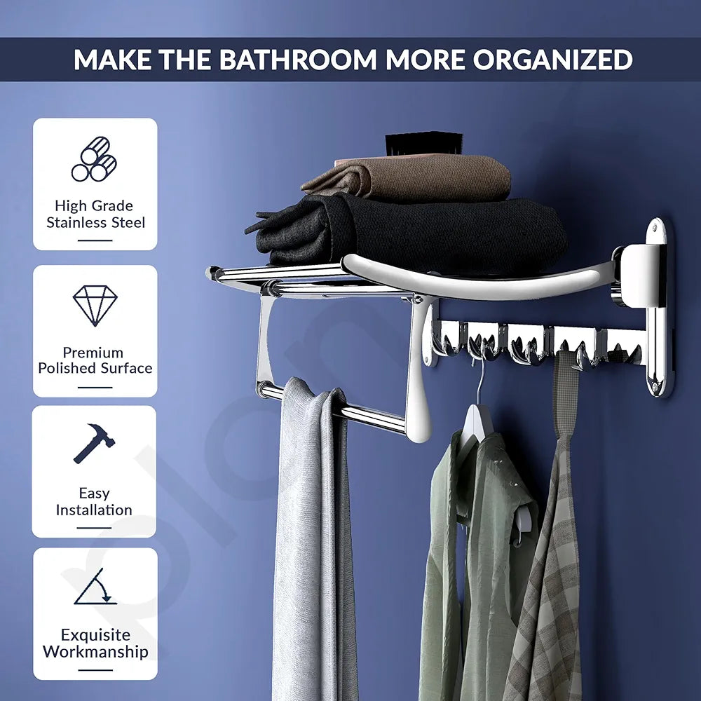 Plantex Stainless Steel Towel Holder in Bathroom/Towel Holder/Bathroom Towel Hanger for Wall/Towel Rack/Bathroom Accessories  Chrome Finish
