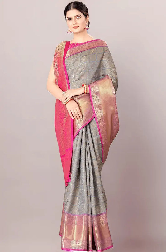 Enthone Women's Woven Banarasi Silk Saree with Blouse Piece