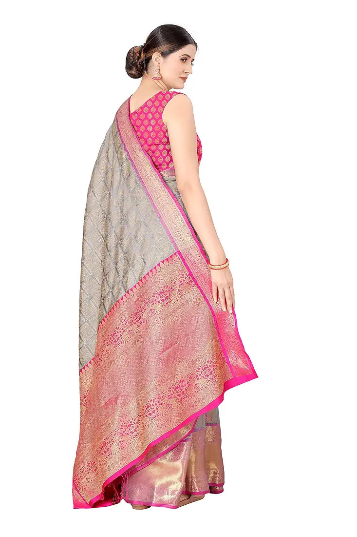 Enthone Women's Woven Banarasi Silk Saree with Blouse Piece