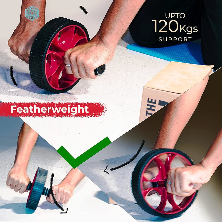 Boldfit Ab Roller For Men & Women. Abs Exercise Equipment For Tummy. Usable In Gym Workout, Home Workout, Abdominal Exercise For Fitness | Anti Slip & Anti Skid Abs Wheel With Knee Mat