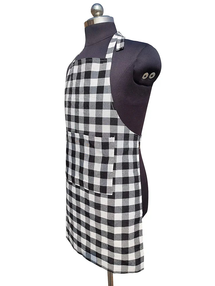 GLUN Waterproof Unisex Kitchen Checkered Design Apron with 2 Front Centre Pocket With Adjustable Neck Strap 