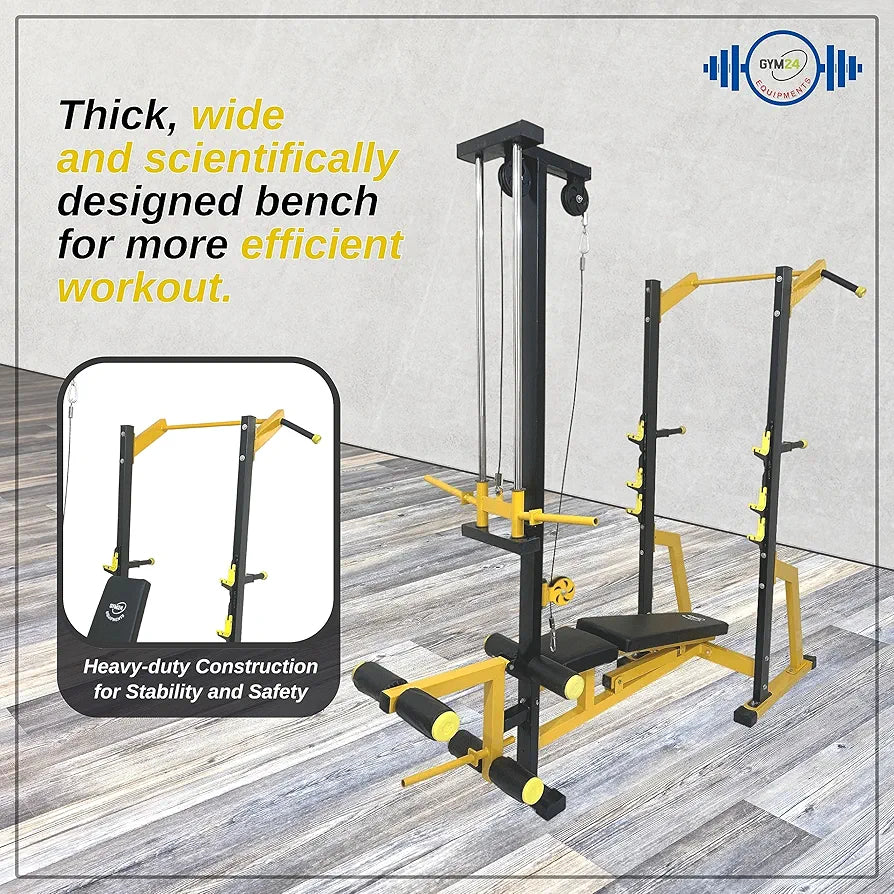 GYM24 Super 20in1 Exercise Bench, Fitness Equipment, Home Gym, Adjustable Bench  Black Leg Extn Curl, Dip Bar Pullupsbar- Loading Capacity: 400 Kg