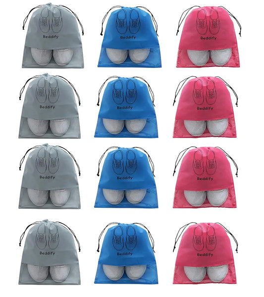 Beddify Pack of 12 Shoe Bags for Travel & Storage Travel Organizer for Women & Men Travel Accessories Shoe Organizer Shoe Pouches Travel Shoe Cover Travel Essentials 