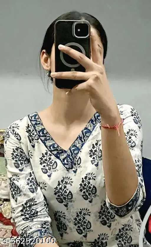 White Cream Short Kurti Top For Woman's