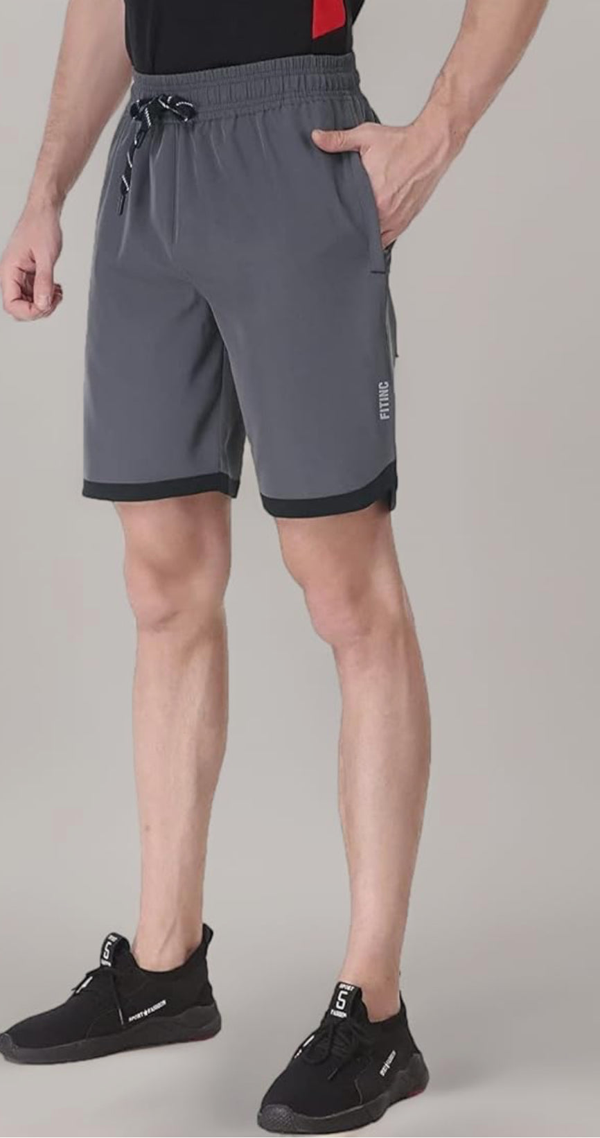 FITINC N.S Lycra Shorts for Men with Zipper Pockets & Knee Design