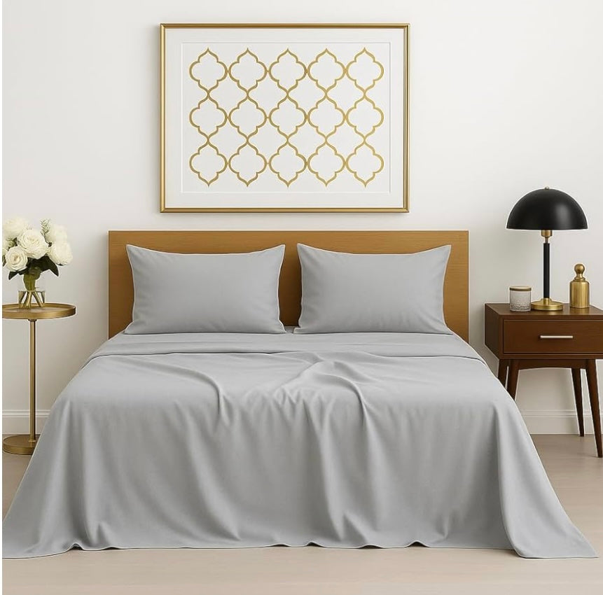 Microfiber Double Bed Sheet - Solid Color, Ultra-Soft Bedsheet for Bedroom, Lightweight Plain Bedsheet for Double Bed 90x100 Inch, Dark Grey