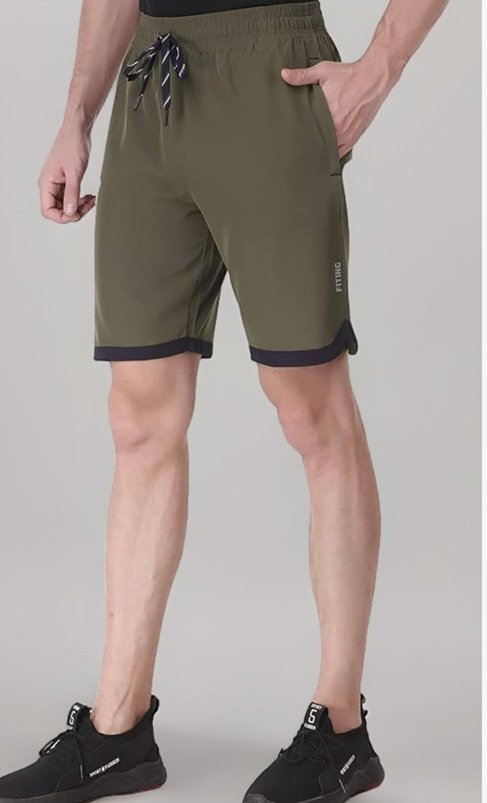 FITINC N.S Lycra Shorts for Men with Zipper Pockets & Knee Design