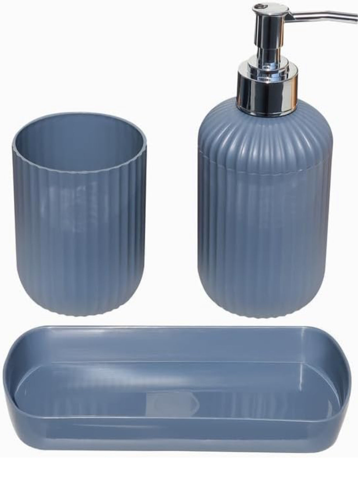 SKADIOO 3-Piece Soap Dispenser Set for Bathroom – Soap Dispenser for Wash Basin, Toothbrush Holder, Vanity Tray & Countertop Organizer for Modern Bathroom Décor & Sink Storage