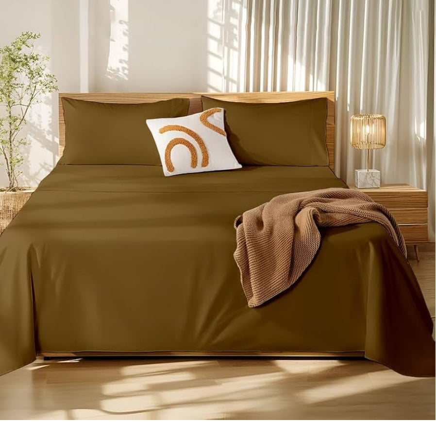 Microfiber Double Bed Sheet - Solid Color, Ultra-Soft Bedsheet for Bedroom, Lightweight Plain Bedsheet for Double Bed 90x100 Inch, Dark Grey