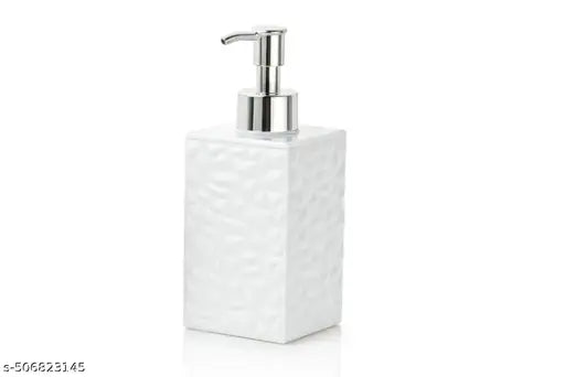 SHREE Liquid Soap Dispenser | Stoneware | Bottle for Kitchen|Soap DispeBathroom Sanitizer, Lotion, Shampoo Dispenser | Plastic Handwashnser for Wash Basin |Bathroom Accessories (White)(Pack of 1)