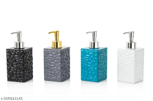 SHREE Liquid Soap Dispenser | Stoneware | Bottle for Kitchen|Soap DispeBathroom Sanitizer, Lotion, Shampoo Dispenser | Plastic Handwashnser for Wash Basin |Bathroom Accessories (White)(Pack of 1)