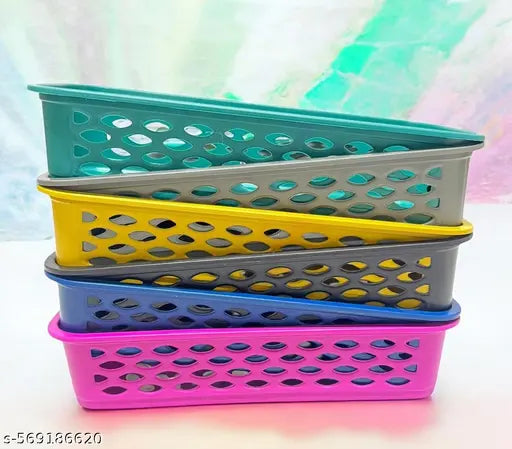 Multipurpose Desk Organizer Tray Office Drawer Dividers Storage Bins for Kitchen, Bathroom, Office, Makeup, Bedroom Dresser, Craft Basket Rack Multicolour Pack Of 6